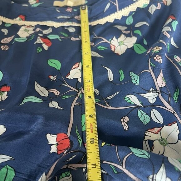 Paloma Blue Women's Wide Leg Floral Pants sz M Silk Designer Boho Chic Cottage - Picture 9 of 11